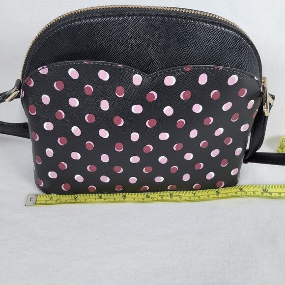 Kate Spade Womens Payton Dome Crossbody Fiesta Zip Polka Dots Bag Black Small - Picture 7 of 9